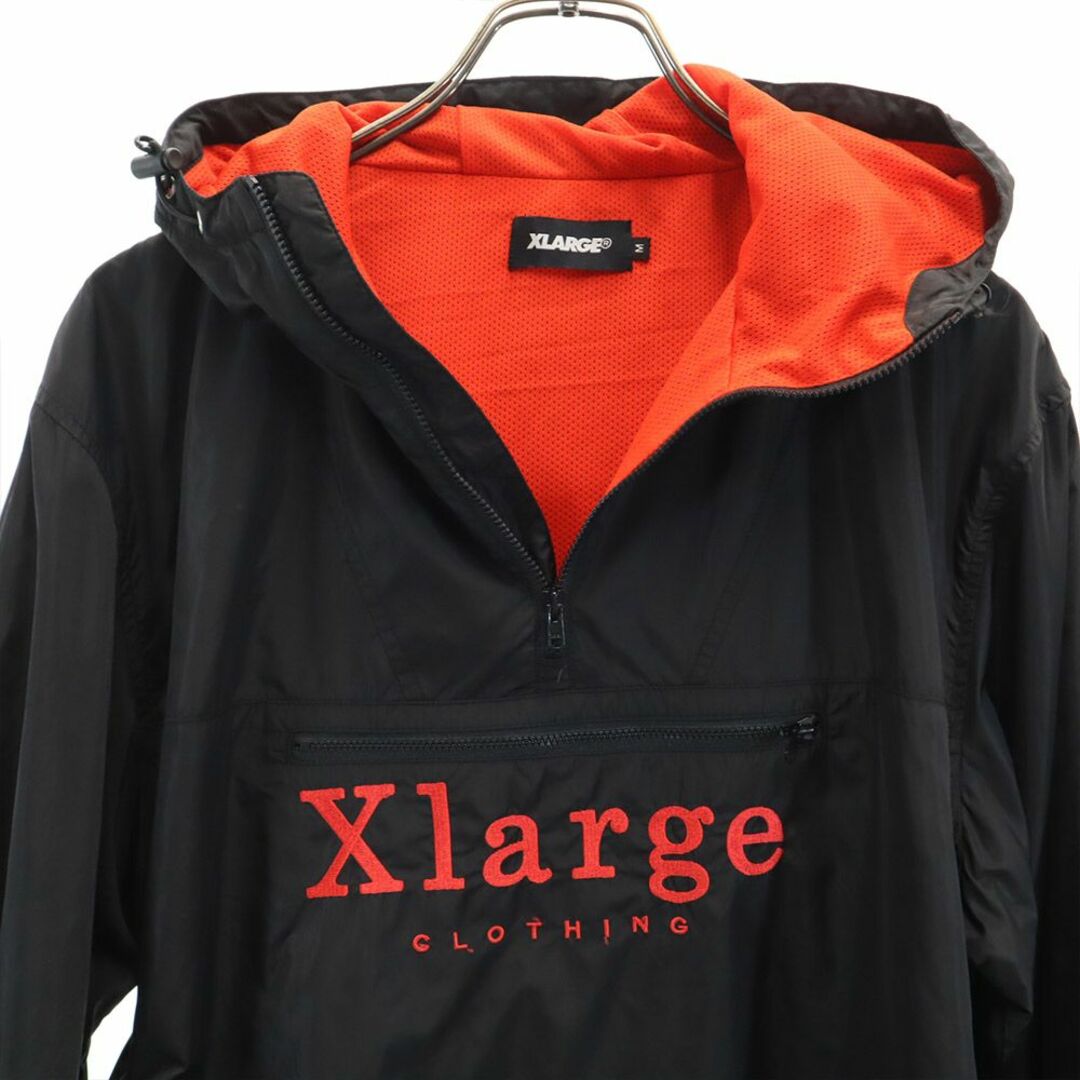 XLARGE(エクストララージ)のエクストララージ ハーフジップ ナイロンジャケット M 黒 XLARGE プルオーバー 裏メッシュ メンズ 古着 【240222】 メンズのジャケット/アウター(ナイロンジャケット)の商品写真