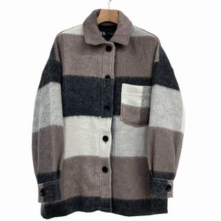 ザラ(ZARA)のザラ 美品 バック フリンジ チェック シャツ ジャケット ウール混 XS(その他)