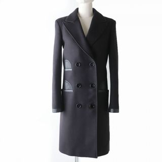 バーバリー(BURBERRY)の極美品☆正規品 バーバリーロンドンイングランド 8018800 ラムレザー使い ダブルブレスト ウールコート ダークブラウン 36 レディース♪(その他)