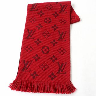 ルイヴィトン(LOUIS VUITTON)の極美品☆正規 現行タグ ルイヴィトン 2022年 M72432 エシャルプ ロゴマニア モノグラム シルク混 ニットマフラー ルビー 160×31 伊製 箱付(マフラー/ショール)