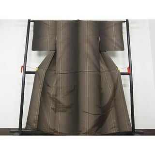 平和屋-こころ店■上質な紬　縞　着丈158cm　裄丈62.5cm　正絹　逸品　1B-wt1625(着物)