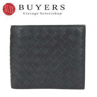 ボッテガヴェネタ(Bottega Veneta)の【中古】 ボッテガヴェネタ 札入れ イントレチャート レザー ガンメタ - 二つ折り 編み込み カードケース メンズ 男性 BOTTEGAVENETA(長財布)