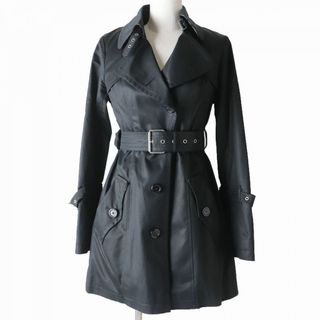 BURBERRY BLUE LABEL - 美品☆正規品 バーバリーブルーレーベル FRF04-629 裏地チェック柄 ベルト・ウールライナー付 トレンチコート ブラック 38 レディース♪　J04-st30213-181