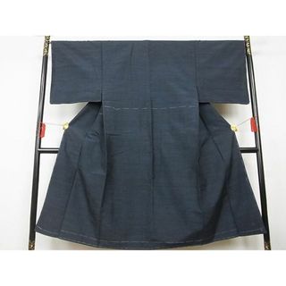 平和屋-こころ店■男性　紬　色無地　紺青色　正絹　逸品　未使用　A-br7597(着物)