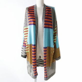 ミッソーニ(MISSONI)の未使用品☆正規品 MISSONI ミッソーニ フロントオープン ロング丈 カーディガン マルチカラー・ラメ 48 レディース イタリア製(カーディガン)