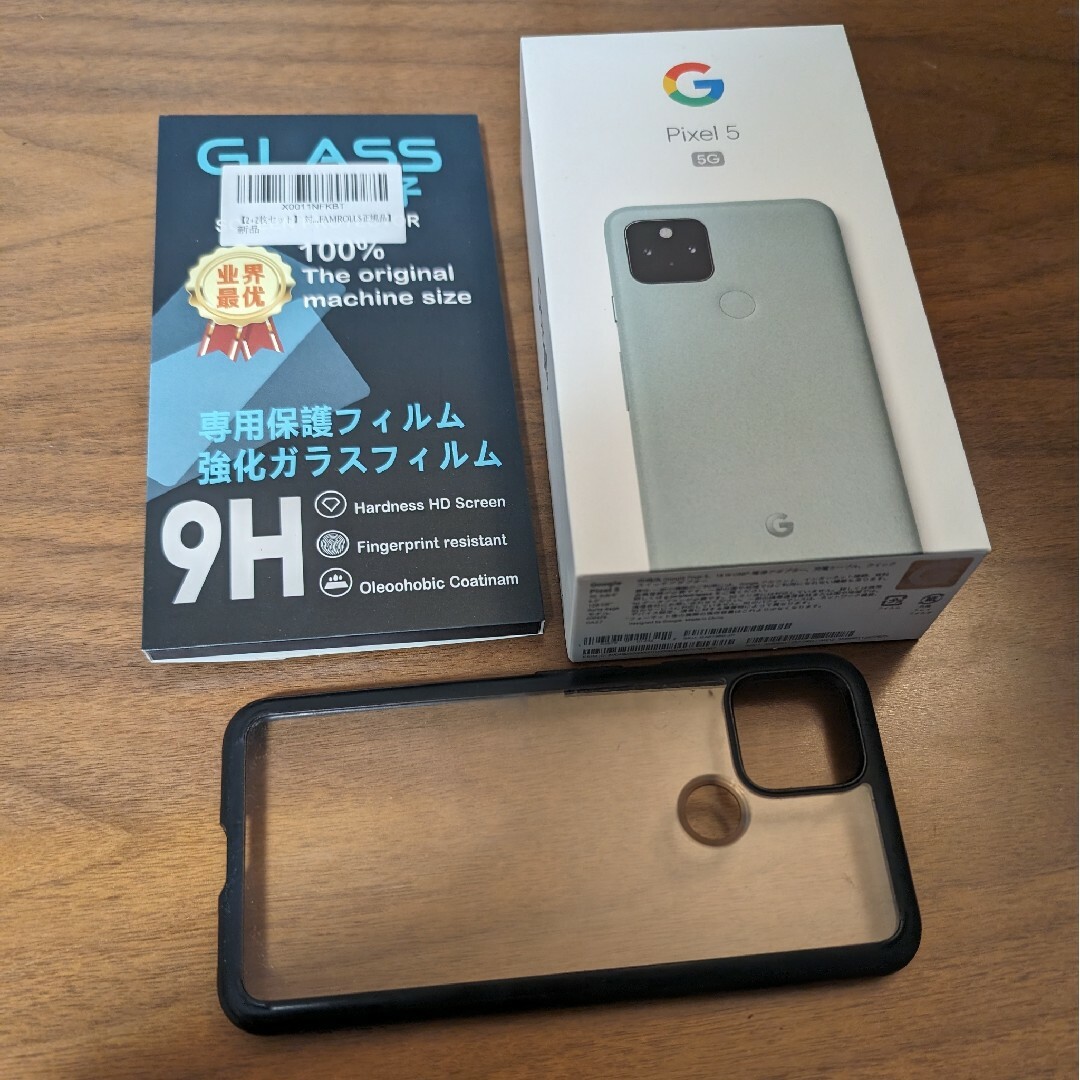 Google Pixel(グーグルピクセル)のPixel5セット(空箱、Spigenクリアケース、ガラス保護フィルム) スマホ/家電/カメラのスマホアクセサリー(保護フィルム)の商品写真