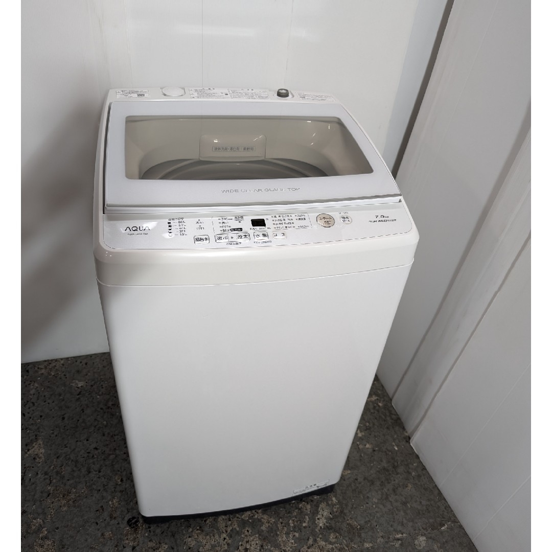 AQUA AQUA(アクアアクア)の洗濯機　ホワイト　ワイドガラストップデザイン　中の見える洗濯機　7キロ スマホ/家電/カメラの生活家電(洗濯機)の商品写真