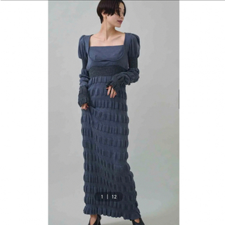 fetico stripe rib knit dress grey(ロングワンピース/マキシワンピース)