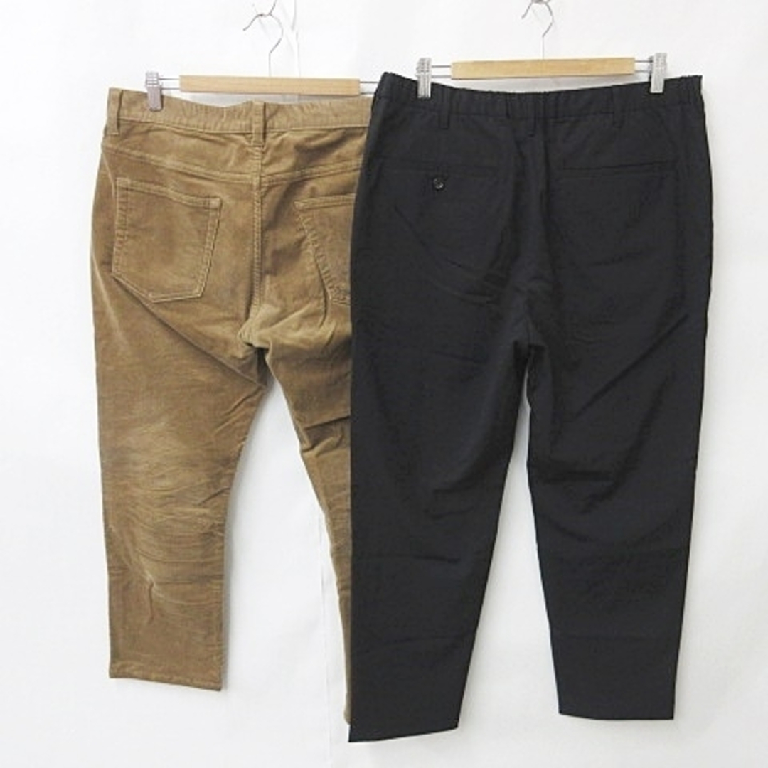 GU(ジーユー)のGU パンツ 2枚セット ストレート ロング コーデュロイ 茶 黒 XL メンズのパンツ(スラックス)の商品写真