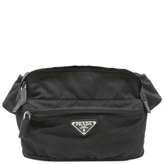 プラダ PRADA ボディバッグ テスート モンターニャ ナイロン レザー ブラック シルバー金具 ウエストバッグ 2WAY  2VZ013【中古】