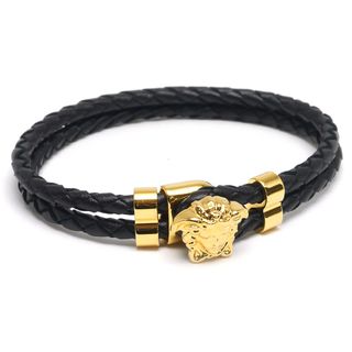 ヴェルサーチ(VERSACE)のヴェルサーチェ ラ メドゥーサ レザー ブレスレット DG05579 美品(ブレスレット)