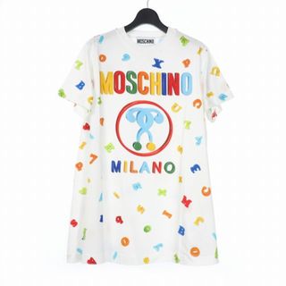 モスキーノ(MOSCHINO)のモスキーノ ダブルクエスチョン プリント ワンピース Tシャツ カットソー 総柄(ひざ丈ワンピース)