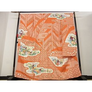 平和屋-こころ店■豪華振袖　駒刺繍　絞り　雲取り花文　金彩　着丈164.5cm　裄丈66cm　正絹　逸品　A-ja5560(振袖)