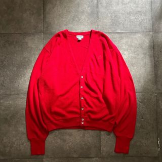 80s izod アイゾッド アクリルカーディガン USA製 レッド XL(カーディガン)