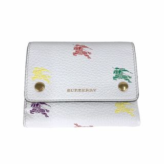 バーバリー(BURBERRY)の　バーバリー BURBERRY コンパクトウォレット 8005827 ホワイト　ゴールド金具 レザー レディース 三つ折り財布(財布)