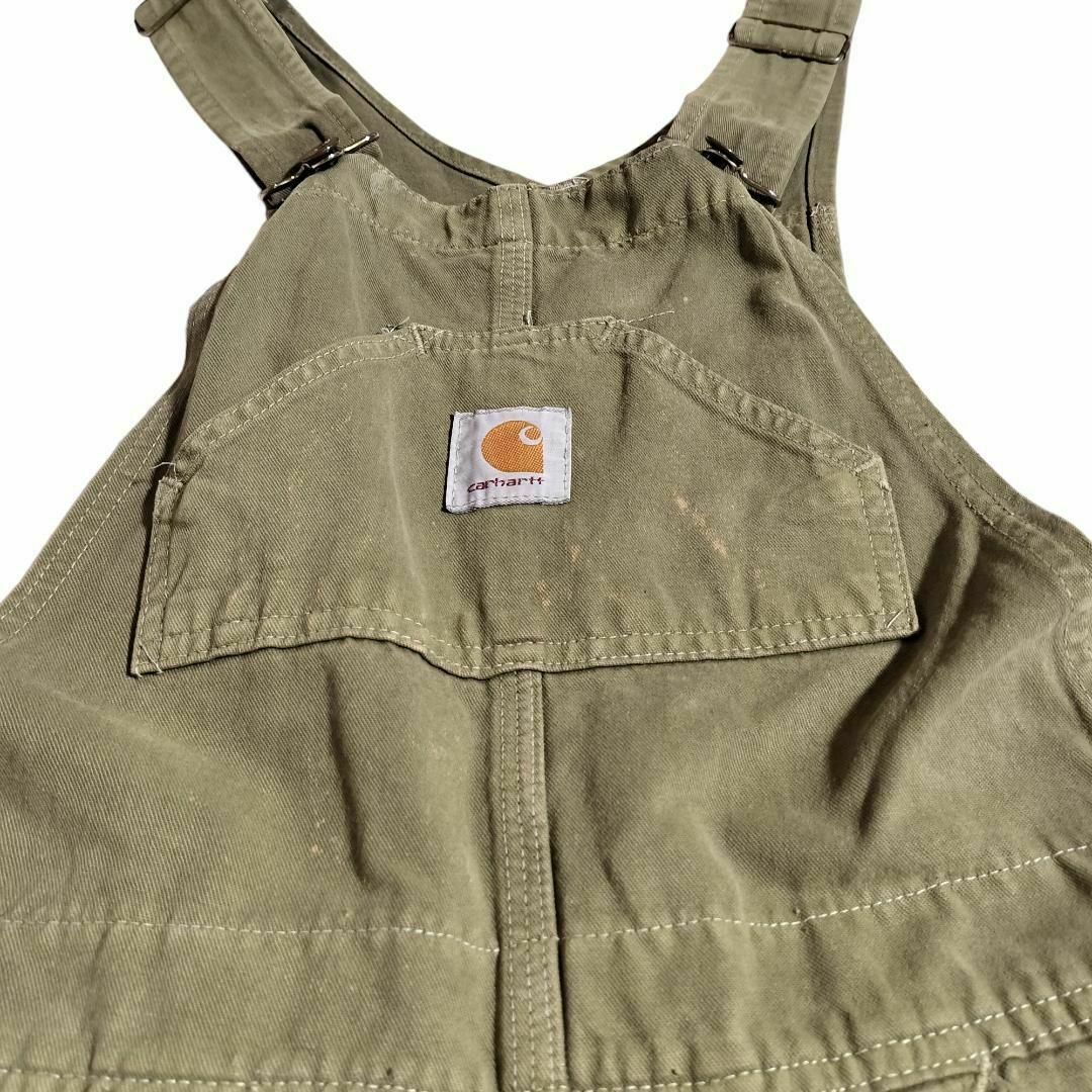 Carhartt　カーハート　リメイク品　オーバーオール　カーキ　ダメージ加工