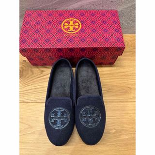 トリーバーチ(Tory Burch)のトリーバーチ　フラットシューズ　ボア　ネイビー(バレエシューズ)