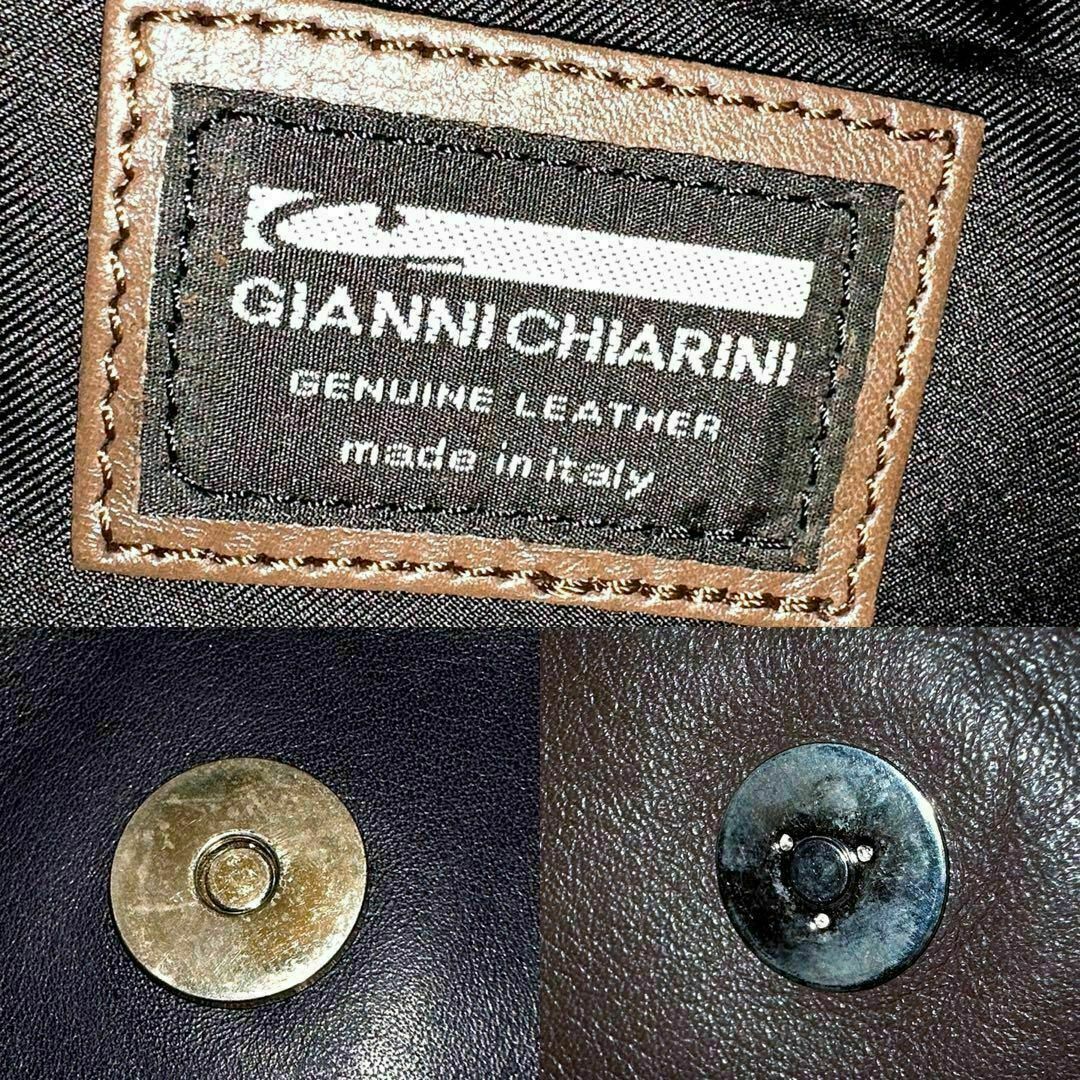 GIANNI CHIARINI(ジャンニキャリーニ)のチャーム付き【ジャンニキアリーニ】バイカラー レザー ショルダーバッグ 茶×紫 レディースのバッグ(ショルダーバッグ)の商品写真