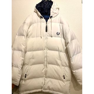 【美品】FRED PERRY ロング ダウンジャケット オフホワイト