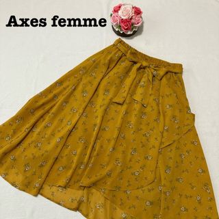 アクシーズファム(axes femme)のアクシーズファム レディース　ひざ丈　スカート　花柄　イエロー黄色　Mサイズ(ひざ丈スカート)