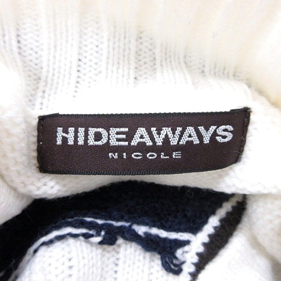 ハイダウェイ ニコル ニット セーター タートルネック ボーダー 長袖 46 白 レディースのトップス(ニット/セーター)の商品写真
