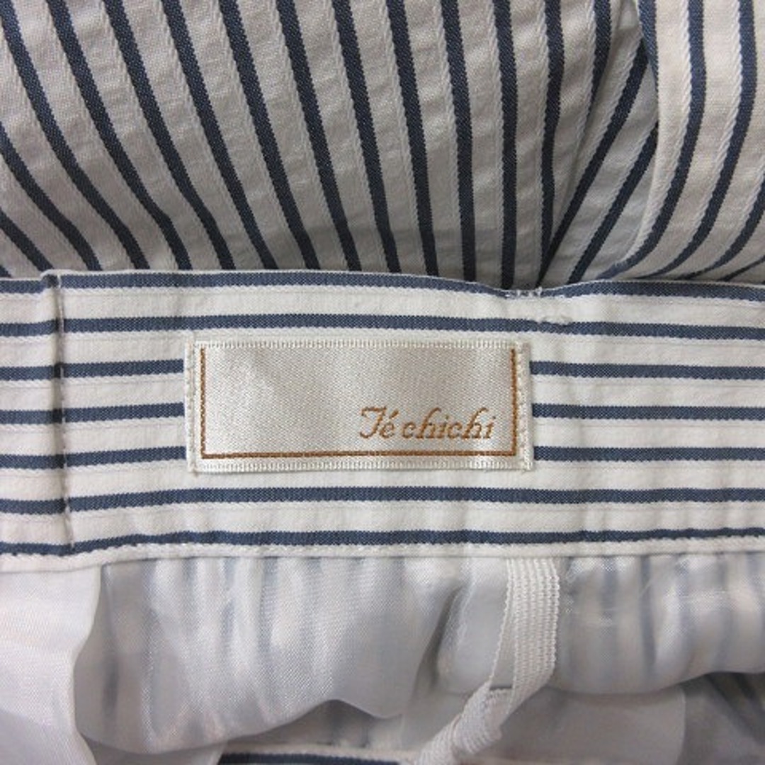 Techichi(テチチ)のテチチ フレアスカート ギャザー ミモレ ロング ストライプ M 紺 白  レディースのスカート(ロングスカート)の商品写真
