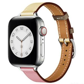 Apple Watch レザーバンド 38/40/41mm オフホワイト/ピンク(その他)