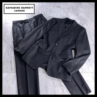 キャサリンハムネット(KATHARINE HAMNETT)の美品 キャサリンハムネット スーツ セットアップ ピンストライプ グレー M(セットアップ)