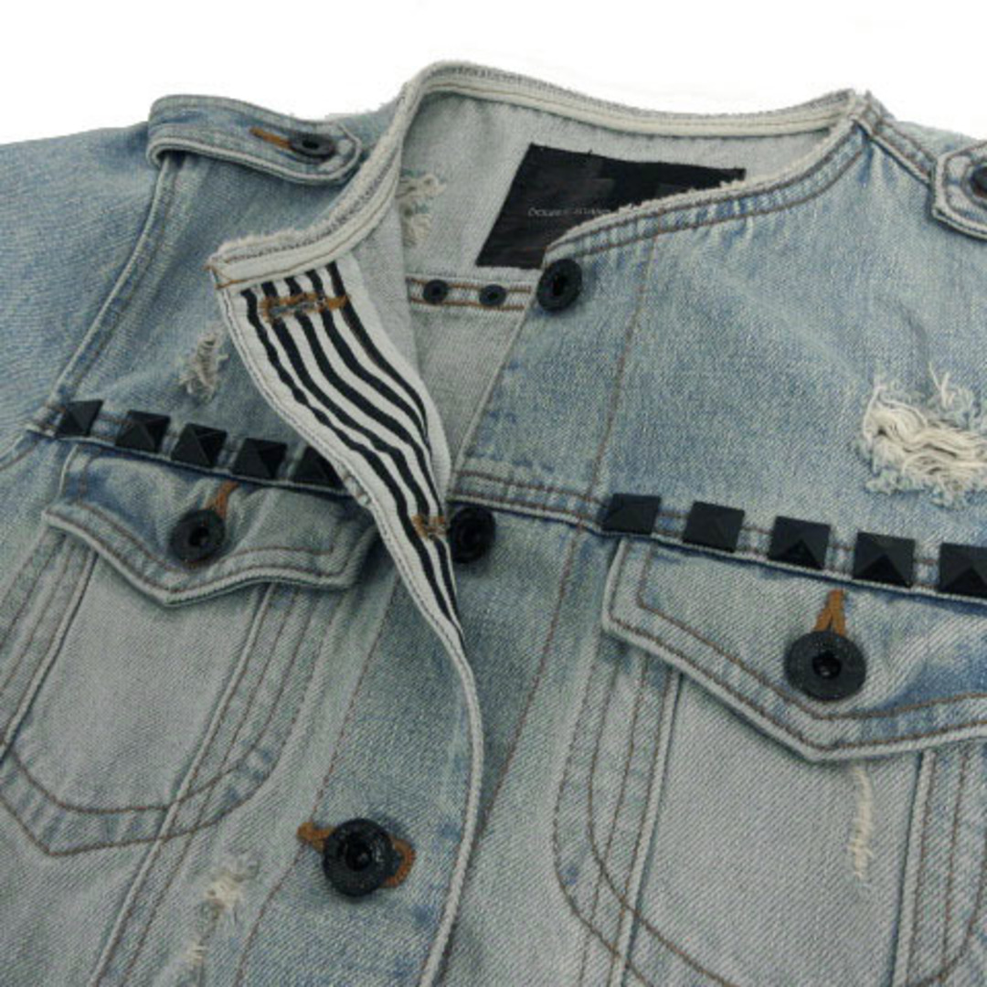 DOUBLE STANDARD CLOTHING(ダブルスタンダードクロージング)のダブスタ ジャケット デニム ユーズド加工 ダメージ加工 スタッズ 青 レディースのジャケット/アウター(その他)の商品写真