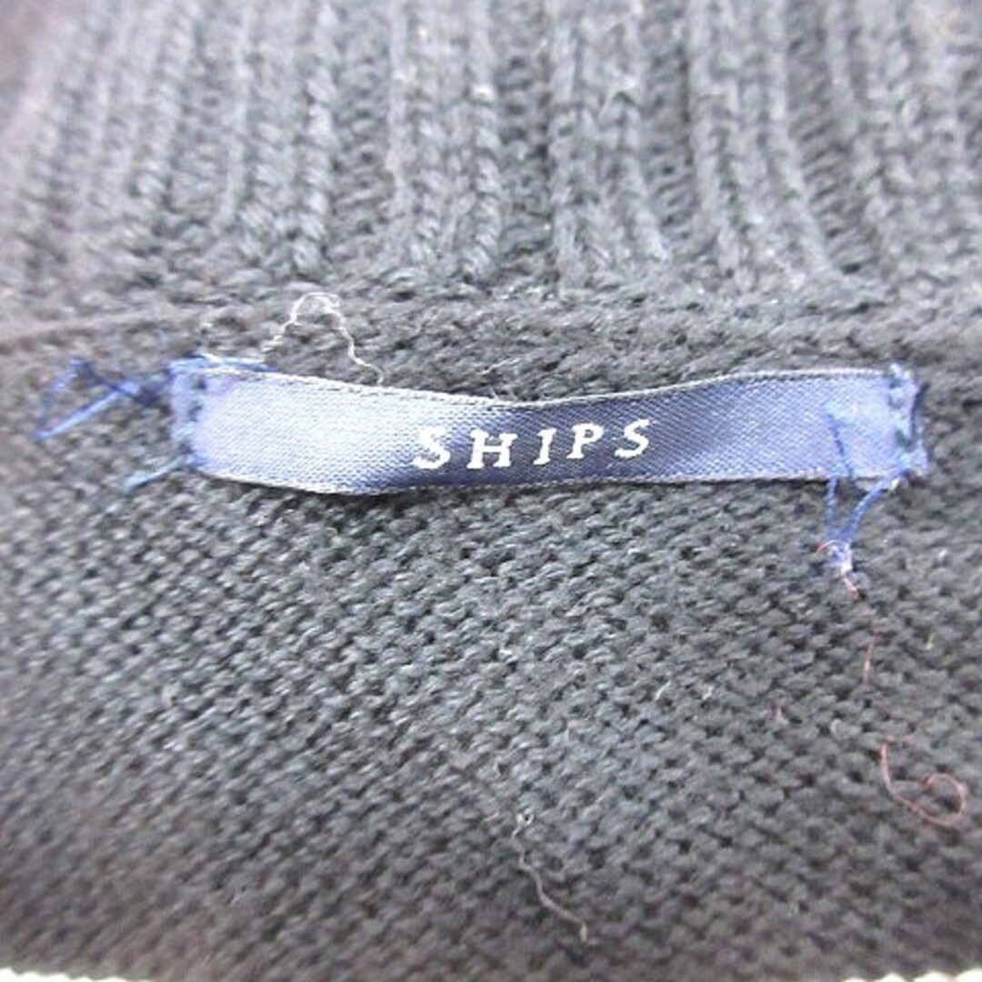 SHIPS(シップス)のシップス ニットカーディガン トッパー ボーダー ウール 長袖 黒 ブラック 白 レディースのトップス(カーディガン)の商品写真