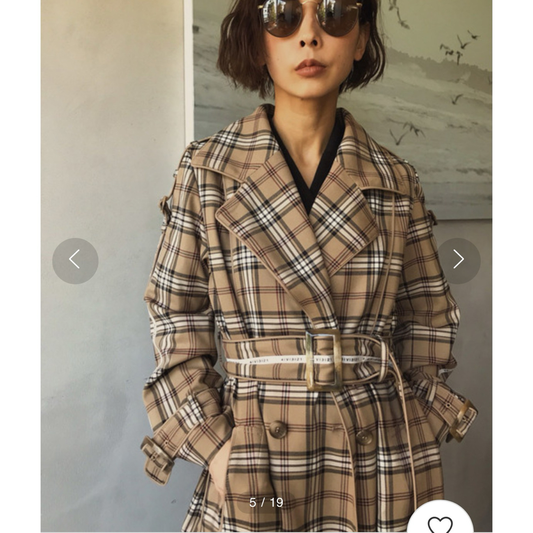 Ameri VINTAGE(アメリヴィンテージ)のAMERI PASS CODE CHECK COAT レディースのジャケット/アウター(トレンチコート)の商品写真