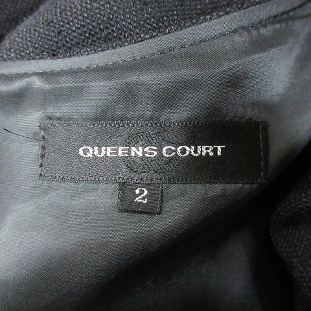 QUEENS COURT(クイーンズコート)のクイーンズコート ワンピース ひざ丈 ツイード フレンチスリーブ 2 黒 レディースのワンピース(ひざ丈ワンピース)の商品写真