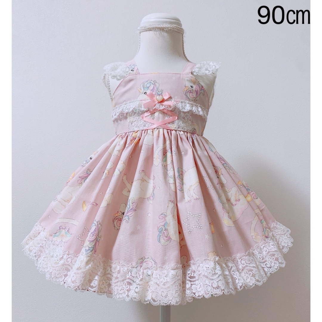 ハンドメイドワンピース　90㎝　ユニコーン キッズ/ベビー/マタニティのキッズ服女の子用(90cm~)(ワンピース)の商品写真