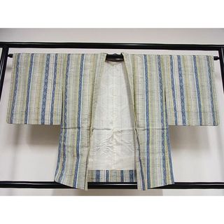 平和屋-こころ店■羽織　紬地　間道　羽織紐付き　正絹　逸品　1B-ph0348(着物)