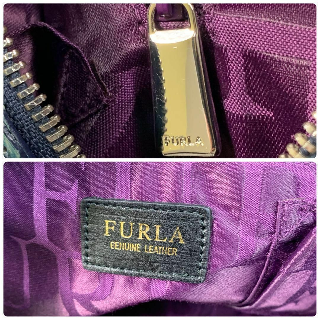 Furla(フルラ)のレア✨　フルラ　2way ミニボストンバッグ　クロコ型押し　クラウン　ブルー レディースのバッグ(ボストンバッグ)の商品写真