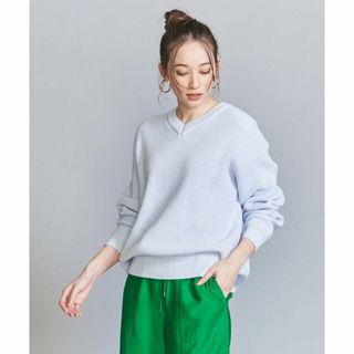 ビューティアンドユースユナイテッドアローズ(BEAUTY&YOUTH UNITED ARROWS)の【LT.BLUE】バルキー コットン ワッフル バルーン Vネック ニット(ニット/セーター)