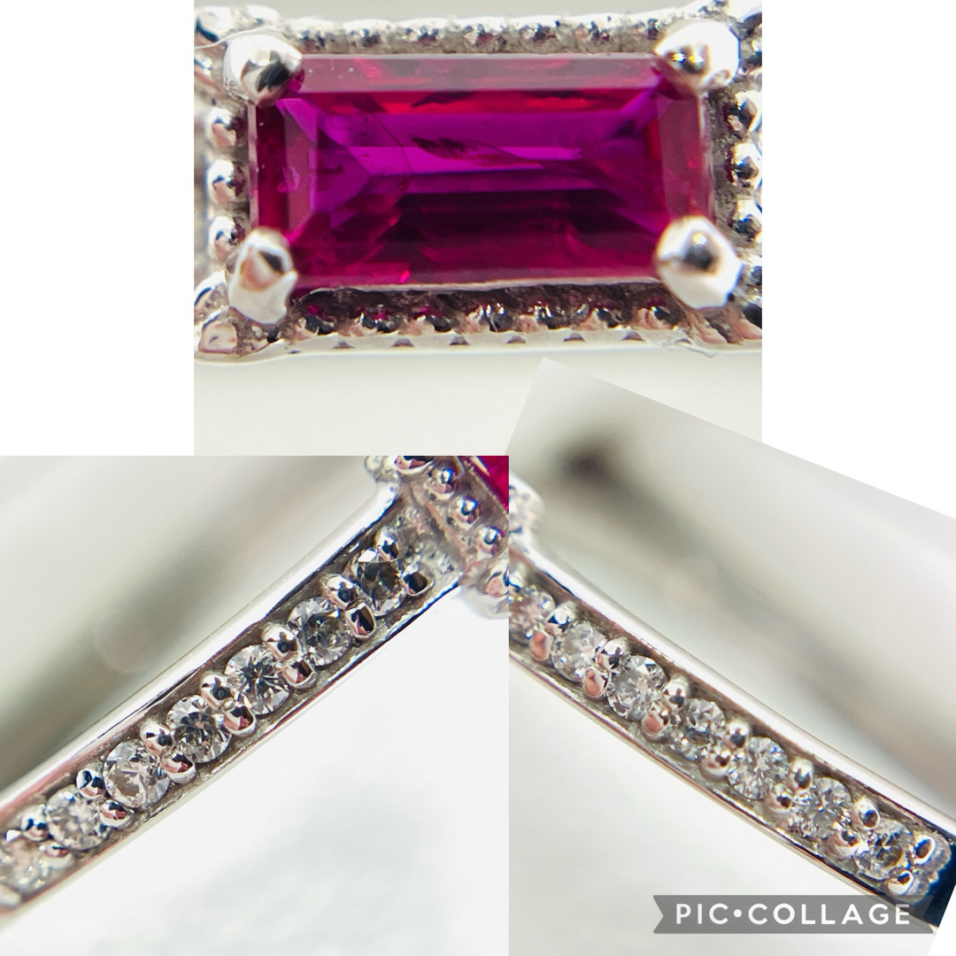 K18WG ダイヤモンド付 ルビー リング R:0.10ct D:0.05ct レディースのアクセサリー(リング(指輪))の商品写真