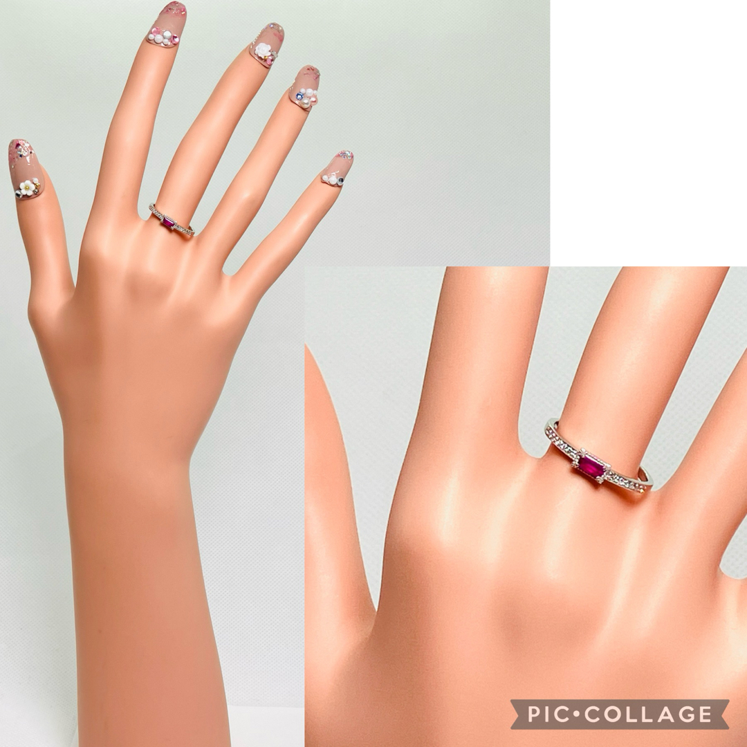 K18WG ダイヤモンド付 ルビー リング R:0.10ct D:0.05ct レディースのアクセサリー(リング(指輪))の商品写真