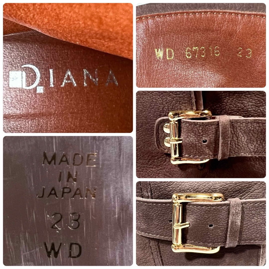 DIANA(ダイアナ)の【美品】DIANA ダブルベルト 金具 サイドジップ  ブーツ 焦茶  23.0 レディースの靴/シューズ(ブーツ)の商品写真
