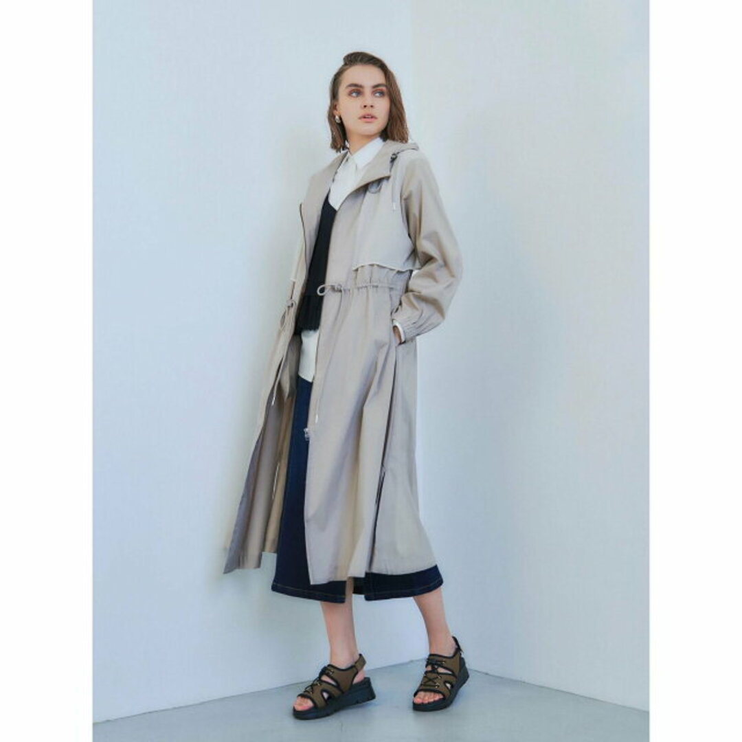 YECCA VECCA(イェッカヴェッカ)の【ベージュ】シアーMIXロングZIPコート レディースのジャケット/アウター(その他)の商品写真