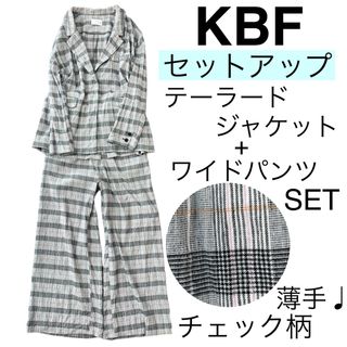 ケービーエフ(KBF)のKBFケービーエフ/チェック柄セットアップテーラードジャケットワイドパンツ薄手(テーラードジャケット)