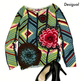 デシグアル(DESIGUAL)のDesigual デシグアル★総プリント 長袖ニット レディース(ニット/セーター)