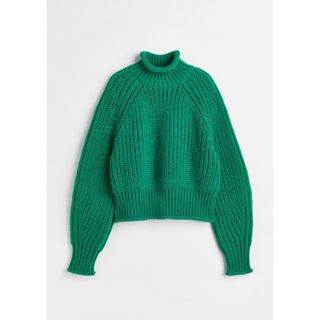 エイチアンドエム(H&M)の【SALE】H&M チャンキーニット　セーター　グリーン(ニット/セーター)