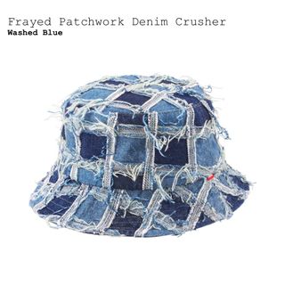 シュプリーム(Supreme)のFrayed Patchwork Denim Crusher　青M/L(ハット)