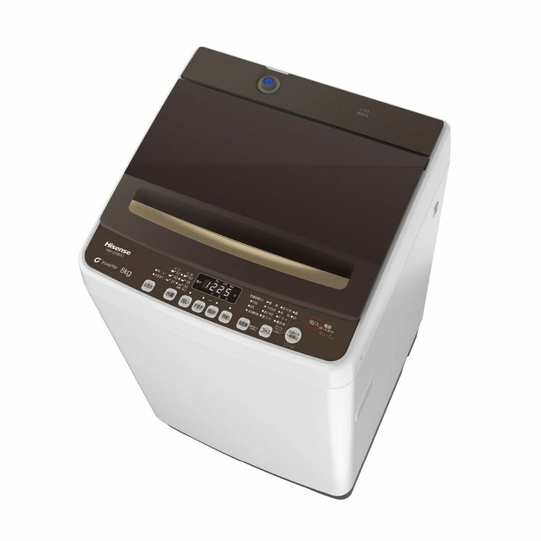 ハイセンス 全自動 洗濯機 8kg ホワイト/ブラウン HW-DG80C インバ スマホ/家電/カメラの生活家電(洗濯機)の商品写真