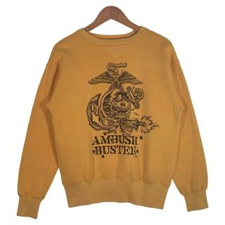 The Real McCOY's リアルマッコイズ AMBUSH BUSTER 前V プリントスウェットクルーネック イエロー HAMMER Size M(スウェット)