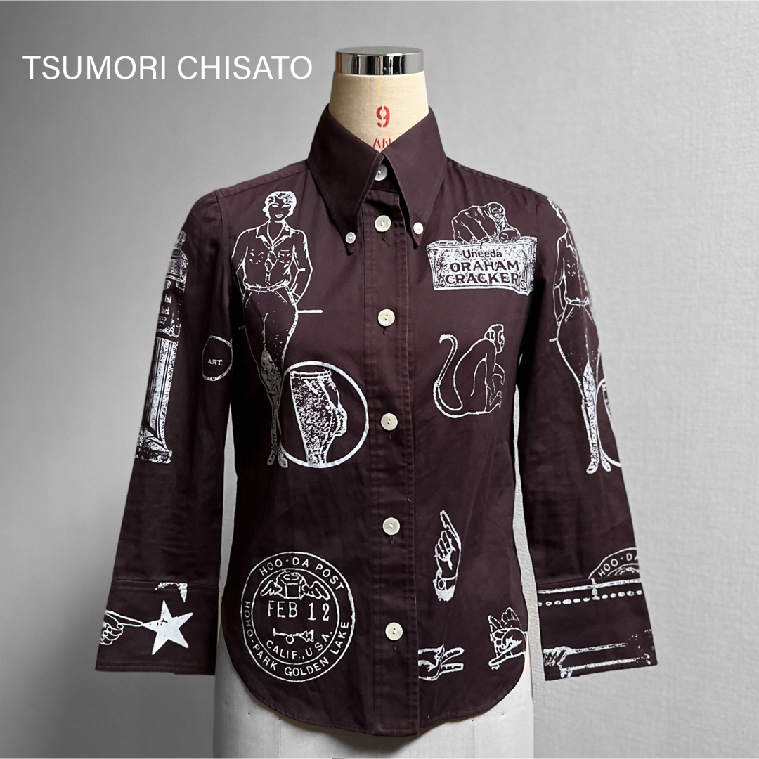 TSUMORI CHISATO(ツモリチサト)のツモリチサト 90S イッセイミヤケ社タグプリントシャツ ブラウス　  レディースのトップス(シャツ/ブラウス(長袖/七分))の商品写真