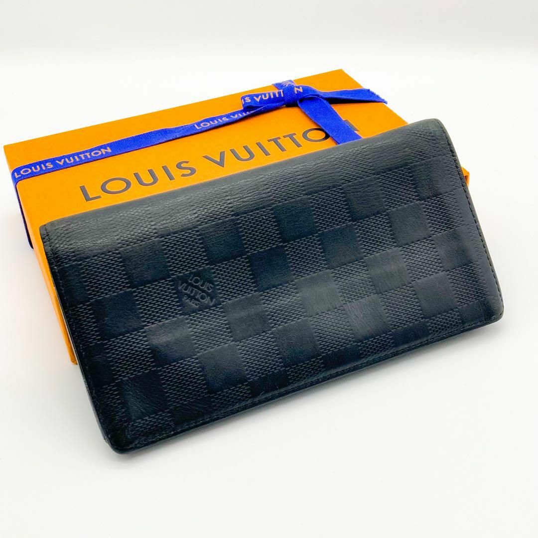LOUIS VUITTON(ルイヴィトン)のS美品 ルイヴィトン 長財布 ポルトフォイユ ブラザ ダミエ アンフィニ 黒 メンズのファッション小物(長財布)の商品写真