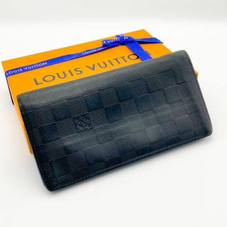 ルイヴィトン(LOUIS VUITTON)のS美品 ルイヴィトン 長財布 ポルトフォイユ ブラザ ダミエ アンフィニ 黒(長財布)