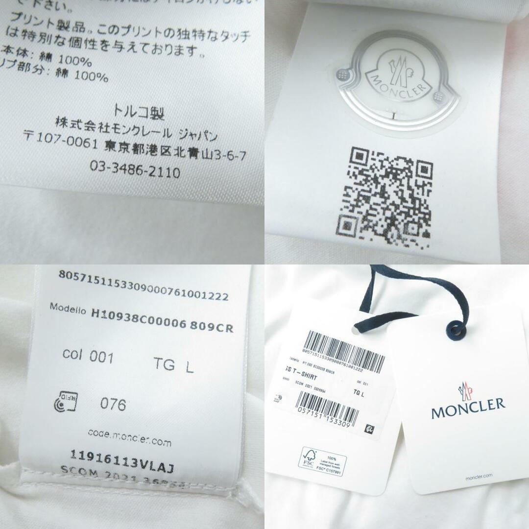 MONCLER(モンクレール)の未使用品☆正規品 MONCLER モンクレール T-SHIRT ロゴデザイン 半袖 クルーネック Tシャツ/カットソー ホワイト L レディース タグ付き レディースのトップス(Tシャツ(半袖/袖なし))の商品写真